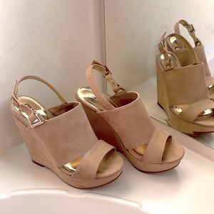 Carlos by Carlos BECCA Sand Beige Wedge Sandal 5 inch heel - 1.5 inch platform